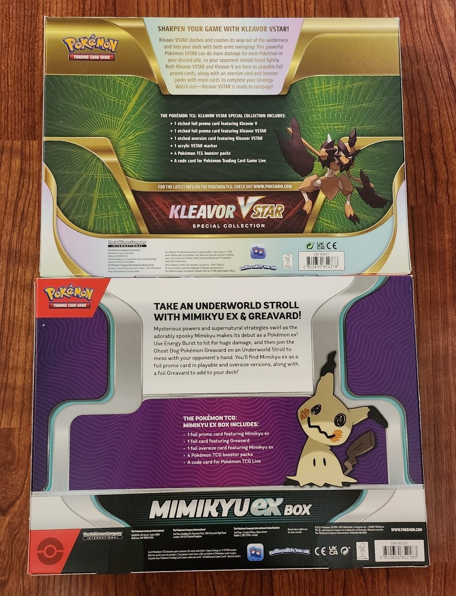 Lot of 2) Pokemon TCG: Mimikyu EX Box & Kleavor VStar Special