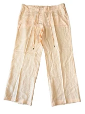 Tommy Bahama Women’s 100% Linen Pants Sz 14 Peach Coastal Boho Wide Leg EUC