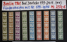 BERLIN  Bed. Deutsche 199 - 210 R. Rollenmarken F&uuml;nferstreifen **  Mi.: 253,-&euro;