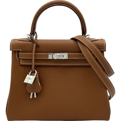 HERMES Kelly 25 Gold Shoulder Bag K Stamp #OKB143
