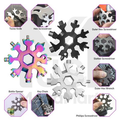 3 Pack 18-in-1 Snowflake Multi-Tool Carbon Steel Multitool Screwdriver Opener