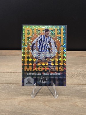 2020-21 Mosaic La Liga #11 David Silva Pitch Masters Orange Fluorescent #/25