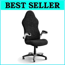 Black Desk Chair Slipcover with Zipper - Modern Protection for Gaming & Office