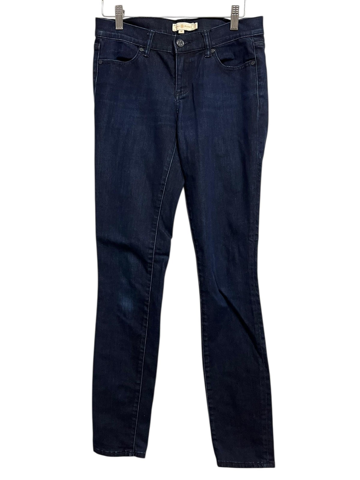 Tory Burch Jegging Leggings Womens 26 Blue Denim Skinny Stretch 5 Pocket Logo