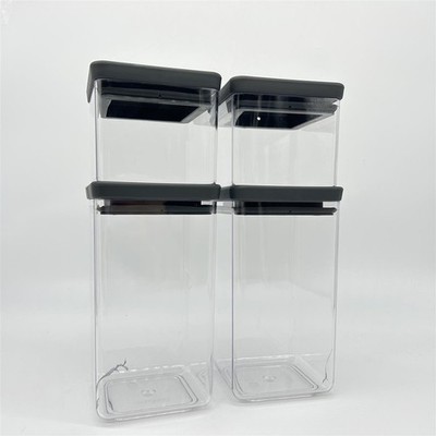 Brabantia 4er-Set Vorratsdose Eckig, Tasty+, Dunk Grau