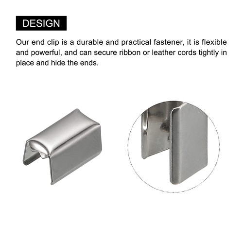 100 Stück Fold Over Quetschkappen 8 x 4 mm Band Endverschluss Spitzen Weiß Nickel - Bild 5 von 7