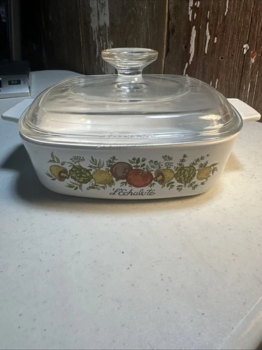 Vintage Pyrex Casserole Dish 8x8 1 Quart L’ Echalote With Lid #A7C