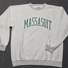 Vintage Massasoit College Crewneck Sweatshirt Gray Athletic Pullover XL 90s