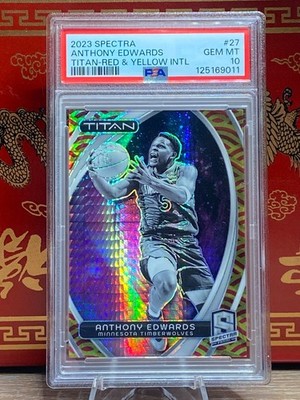 2023-24 Panini Spectra - Titan Anthony Edwards #27 PSA 10 Red & Yellow /49 POP 4