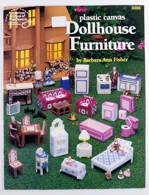 Plastic Canvas Dollhouse Furniture Pattern American School Of Needlework 3086