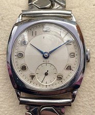 GENTS 30mm “ROC-LEVER” 15 jewels CUSHION case 1940s50s HAND winding WATCH nice 