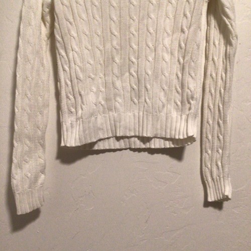 Lily Pulitzer Cotton White Cable Knit Pullover Crew Neck Sweater Logo Size Small - Picture 8 of 9
