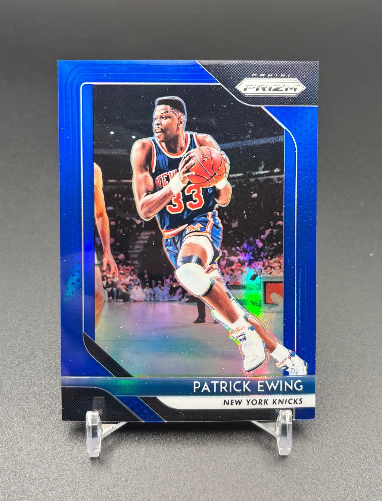 PATRICK EWING 2018-19 PANINI PRIZM BLUE PRIZMS REFRACTOR /199 KNICKS HOF