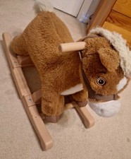 Rock N Rider Toddlers Brown  White Plush Rocking Horse "Charger" Version