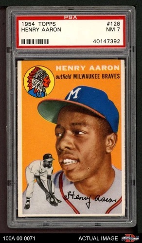 1954 Topps #128 Hank Aaron Braves RC HOF PSA 7 - NM