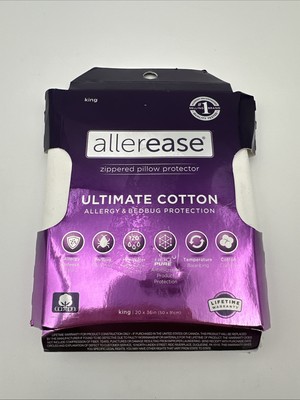 AllerEase Ultimate Cotton Zippered Pillow Protector White King Size 20''x36''