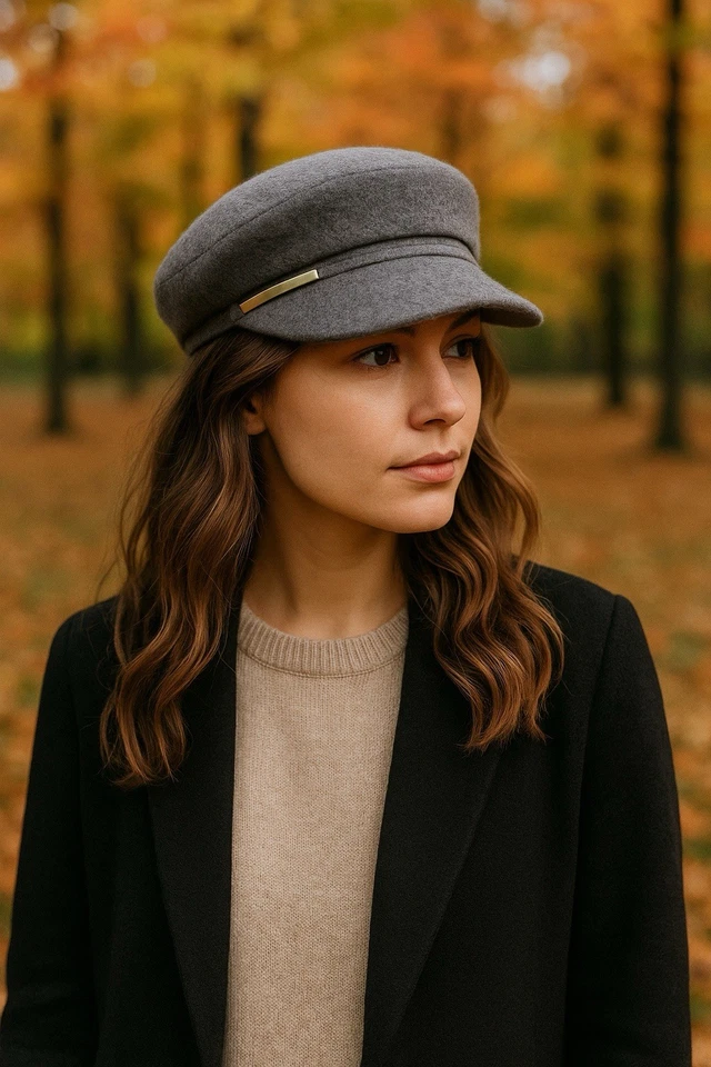 Gorra de periodista vintage Nine West gris 100 % lana gorra de violinista de taxista Y2K años 90 Foto 2 de 4