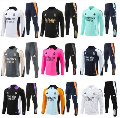 REAL MADRID 2PCS Tracksuit Sportswear Adult/ Kids Jumper Training Set Tops+Pants UK