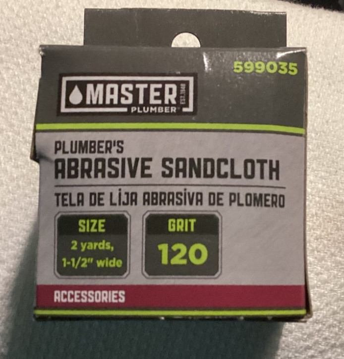 Lot Of 2-ACE Plumbers Abrasive Sandcloth, 120 Grit 2 yards, 1 1/2 inch wide