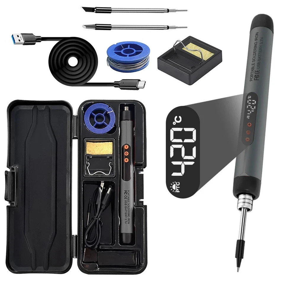 Saldatore Elettrico a Batteria a Stagno Kit Temperatura Regolabile Saldatrice