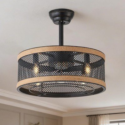 20in Fandelier Caged Ceiling Fan with Light,6 Speeds Low Profile Ceiling Fan ...