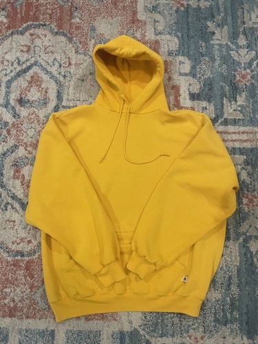 Men's Vintage Y2K Russell Athletic Pocket Hoodie - Yellow - XL