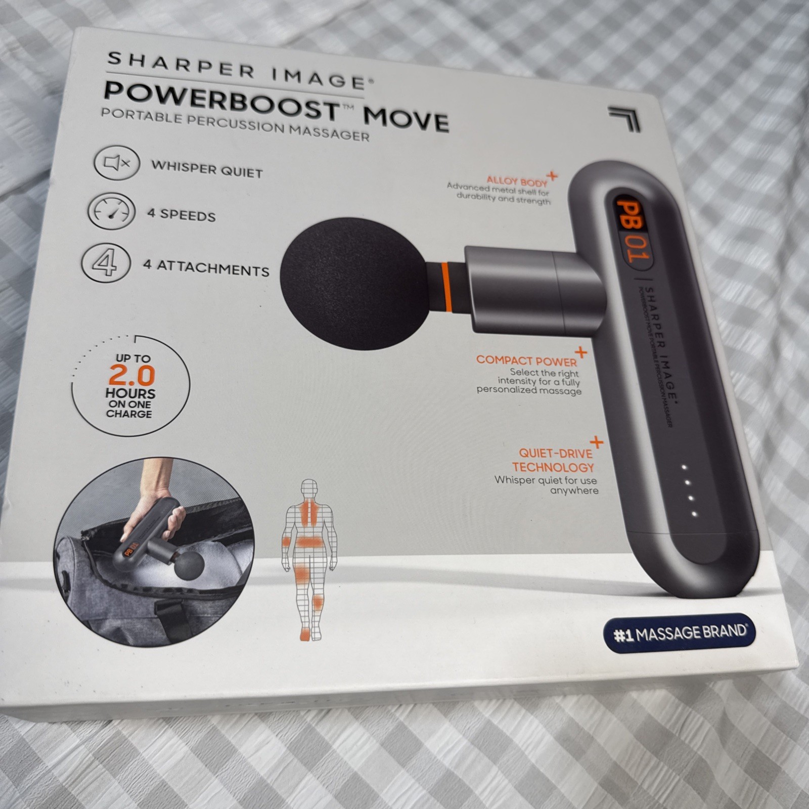 Sharper Image Powerboost Move Massage Gun - 1014502, Open Box New