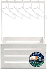 Caja de madera blanca para baby shower, cesta de madera para regalos con asa