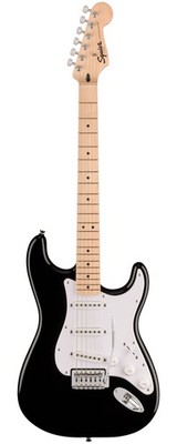 Fender Squier Sonic Stratocaster, White Pickguard - Black