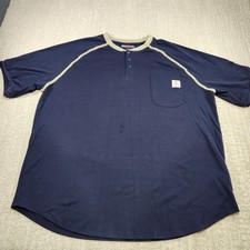 Flame Resistant Shirt Men 3XL Bocomal FR Blue Henley Heavy Cotton Welder Work