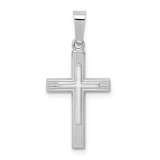 14k White Gold Polished Latin Cross Pendant Perfect Gift for Her