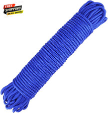 Nylon Rope - 100 Feet Blue Nylon String, 1/4 Inch Solid Braided Thick Strong   
