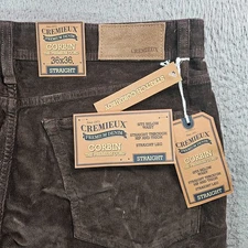 $89 NEW Cremieux Denim Corduroy Pants Men 36 x 36 Straight Stretch Brown