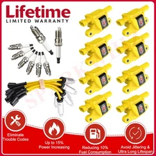 High Performance UF413 Ignition Coil Spark Plug & Wire For Chevy GMC 5.3 6.2L V8