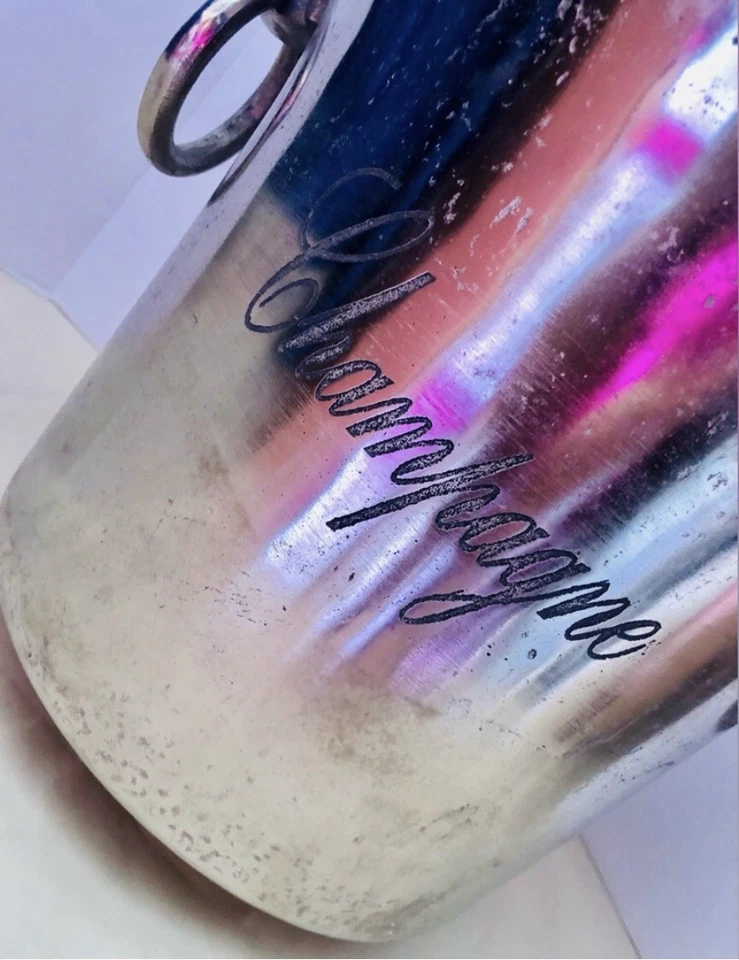 Cubo de hielo champán plateado aluminio Acción de Gracias Navidad compromiso boda Foto 3 de 4