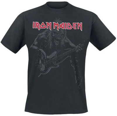 Iron Maiden T-Shirt Herren Eddie Bass schwarz Band-Merch, Bands 100% Baumwolle