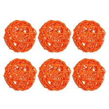 6 Pcs 3" Wicker Rattan Balls Decorative Ball for Centerpiece Bowls Orange