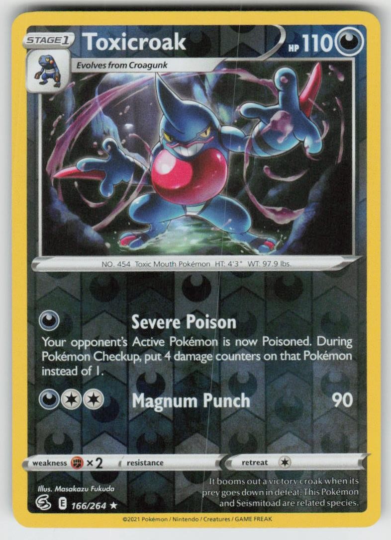 PO-04 Reverse Holo Toxicroak 166/264 Rare Fusion Strike Near Mint