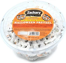(Free Duty Tax) Zachary Halloween Pretzels Pumpkin Spice 14oz Tub