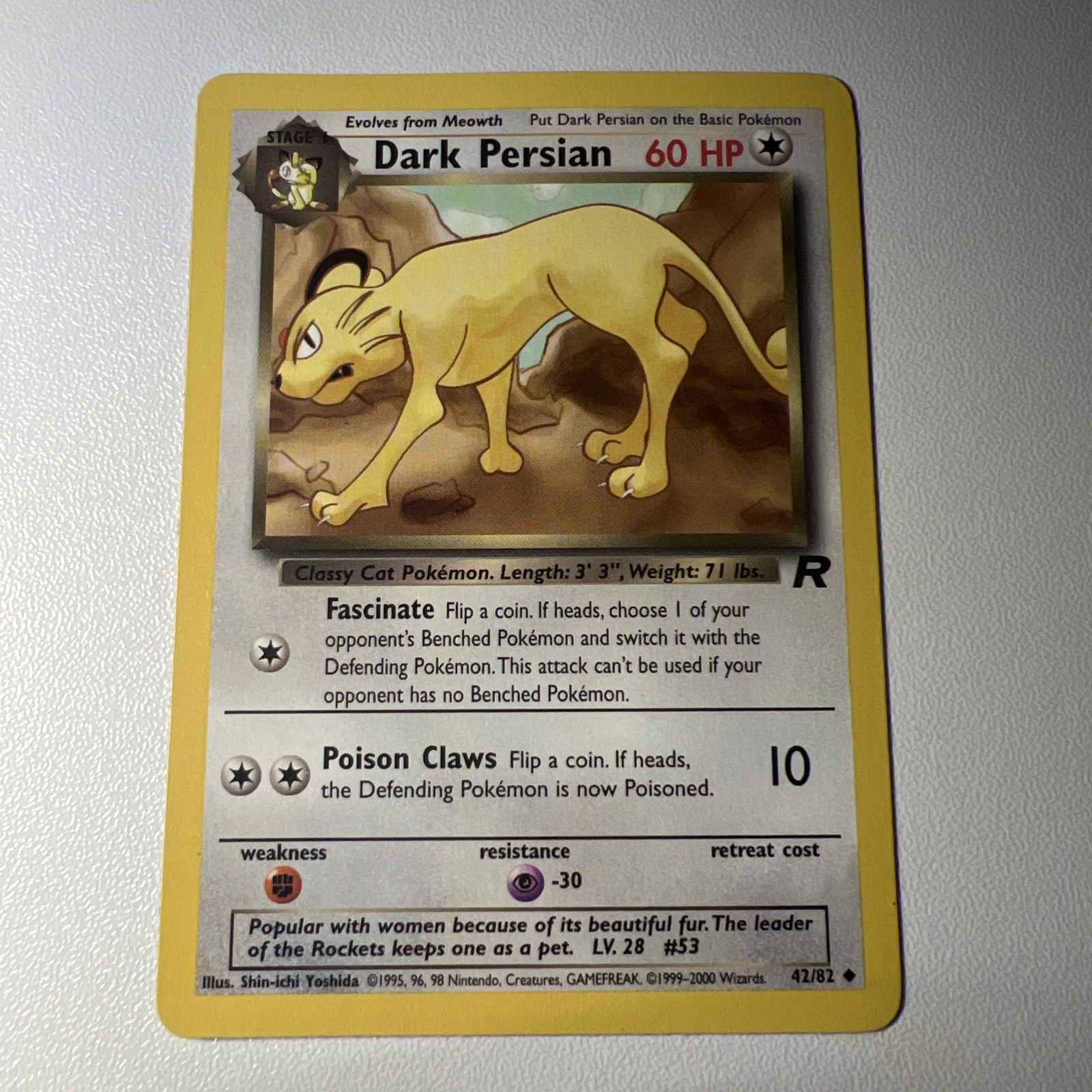 DARK PERSIAN - 42/82 Uncommon Team Rocket Pokemon Unlimited NM
