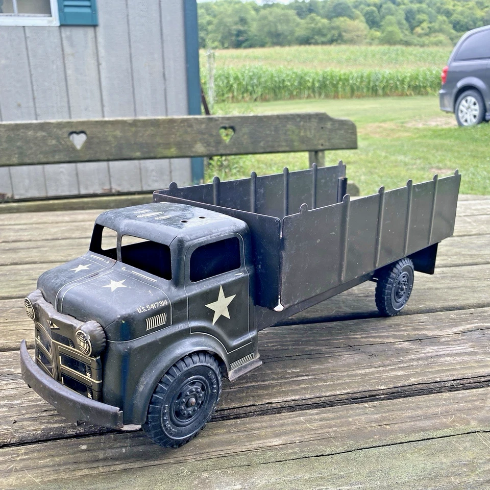 Camión de colección Marx Lunar EE. UU. 541-7314 verde militar ejército acero prensado EE. UU. Foto 4 de 4