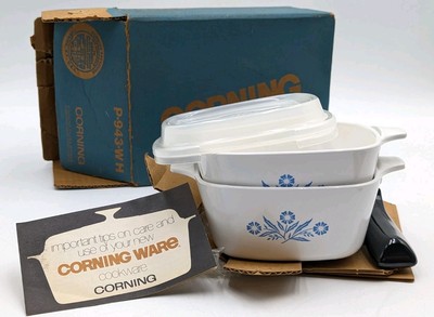 Corning Ware Cornflower P 943 WH Glass Works NOS Set