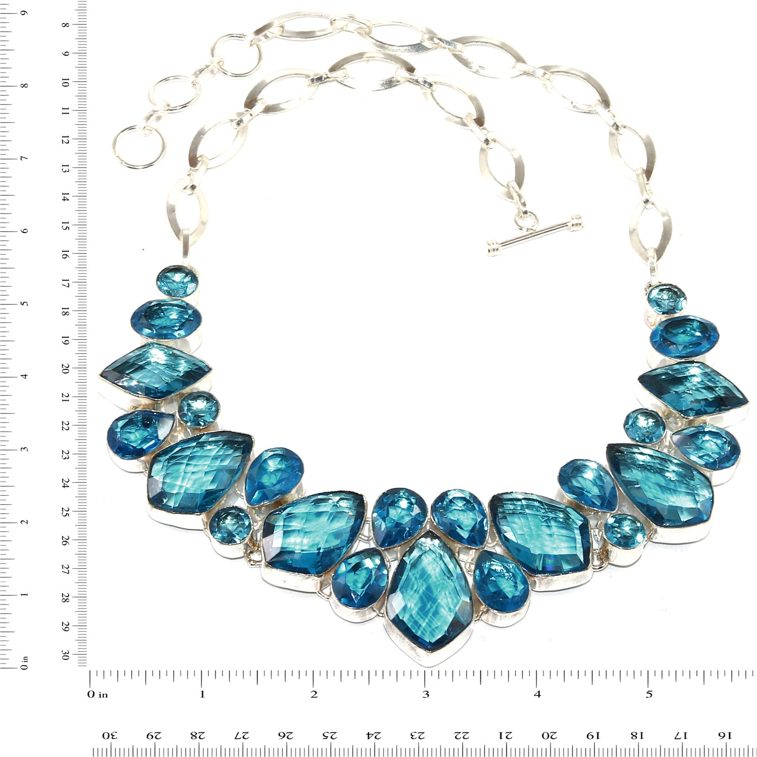 Swiss Blue Quartz Friendship Necklace 16-18 Inch Gemstone Jewelry