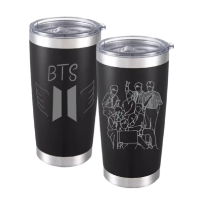 SUPPLYMARTONLINE BTS Themed Tumbler -20oz Engraved Fan Favorite Gift for K-pop Lovers, Travel Mug