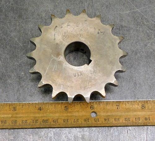 USA 5018x1 Roller Chain Sprocket #50 18 Teeth 1" Bore Keyed