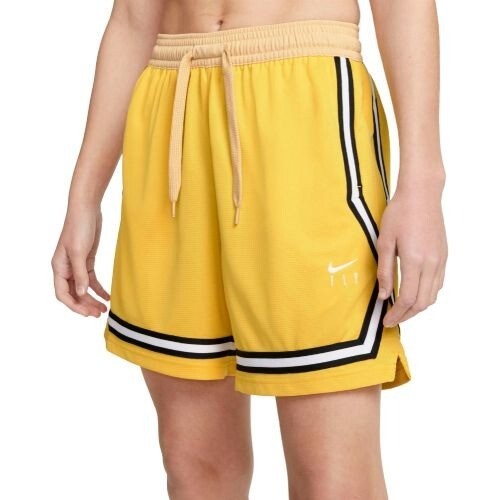 Nike Women's Fly Crossover Basketball Shorts Yellow Stripe Athletic Medium NWT
