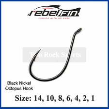 rebelFIN Octopus Hook - Black Nickel - SMALL - 14, 12, 10, 8, 6, 4, 2, 1