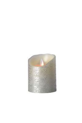 SOMPEX Flame Echtwachs LED Kerze fernbedienbar silber Höhe ca. 10 cm 35439