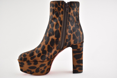 Christian Louboutin Protoboot 110 Black Leopard Platform Heel Bootie 35.5 - Picture 8 of 11