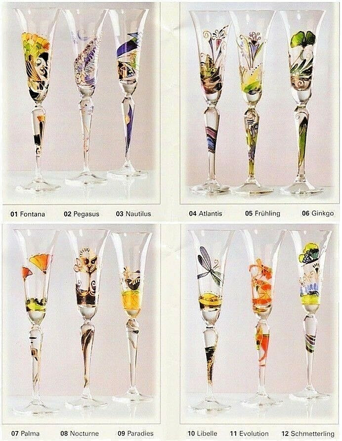 Flutes NAGEL.Flutes peintes.Flute à Champagne.Verres peints émaillés NAGEL.Flöte eBay